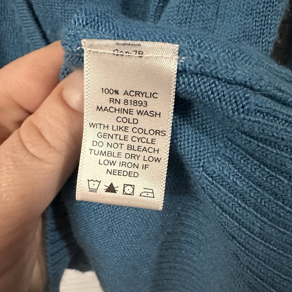 Susan Graver Cowl Neck Zipup Blue Cardigan Size L - Picture 5 of 8